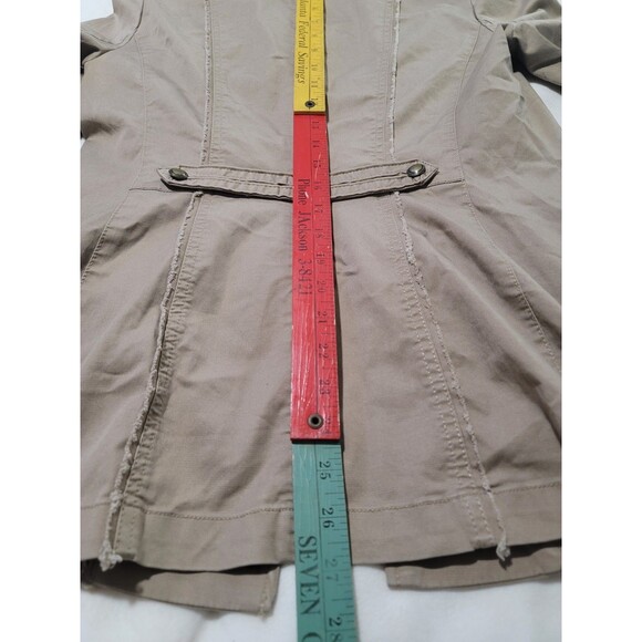 White House Black Market Military Khaki Jacket 6 Nehru Collar 70s Vibe - Picture 13 of 13